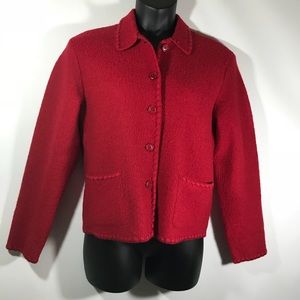 Talbots Small 100% Wool Red Sweater Blazer